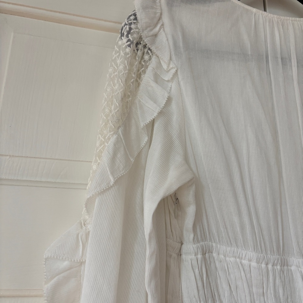 Ulla Johnson Sheila Dress White Lace Sleeve Embroider Midi Revolve Size 8 Medium - Picture 15 of 16